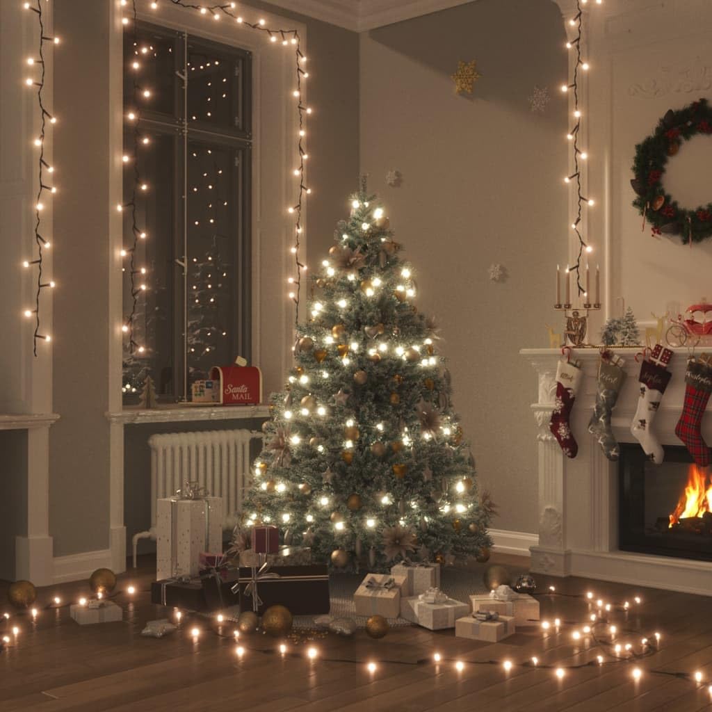 vidaXL 400 LED Warm White String Lights, 131.2ft, 8 Lighting Modes, Model 50692