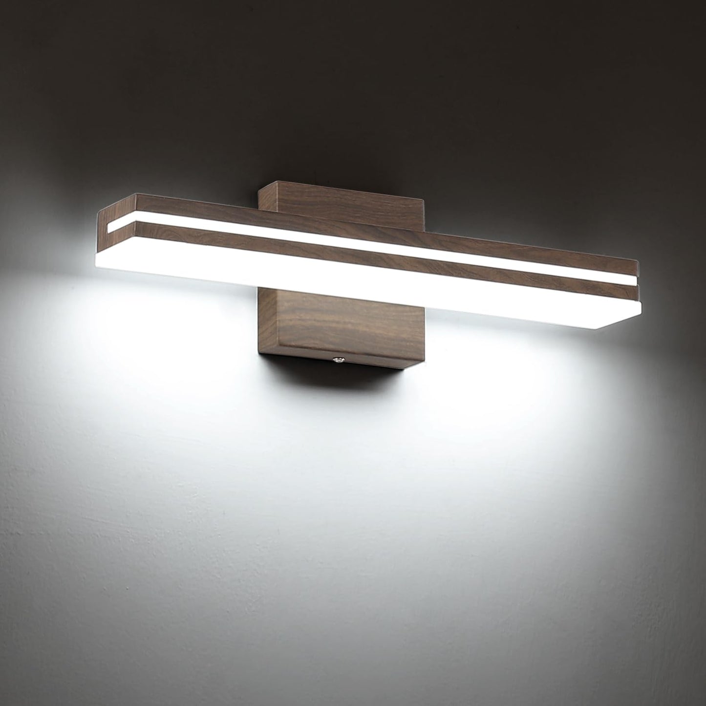 Sinerise 16-Inch Led Modern Bathroom Vanity Light Bar  Brown Modern Acrylic Bathroom Wall Lighting Fixtures Over Mirror (Cool White 6000K)