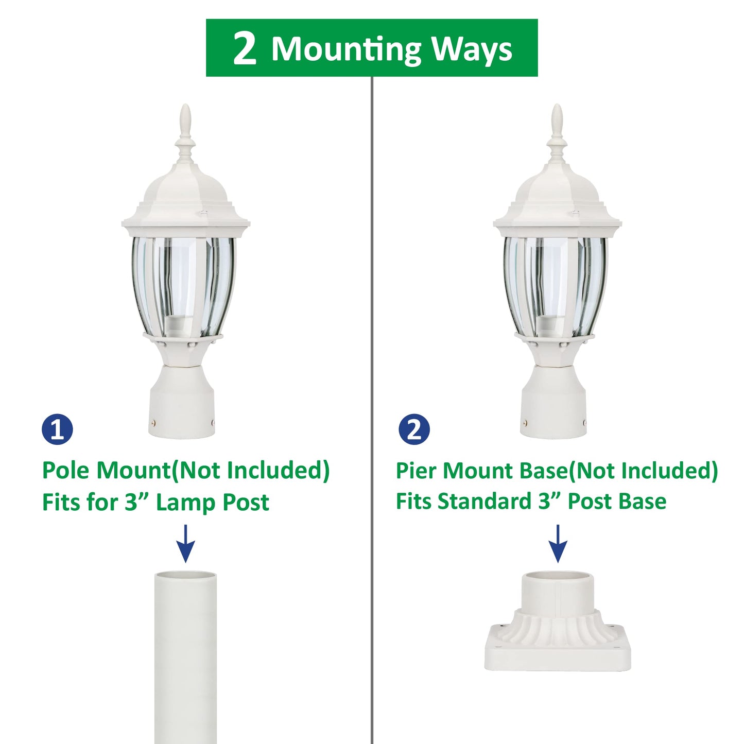 LIT-PaTH LED Outdoor Post Light, 9.5W 800 Lumens, 5000K Daylight White, Aluminum, Matte White Finish, Model LT-PL00150K