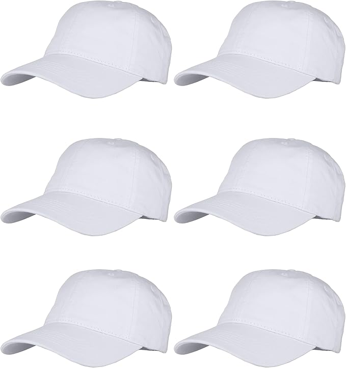 Gelante Cotton Twill Washed Unstructure Baseball Cap - Adjustable Blank Hat for Men Women - Wholesale Bulk Lot of 6 Pack