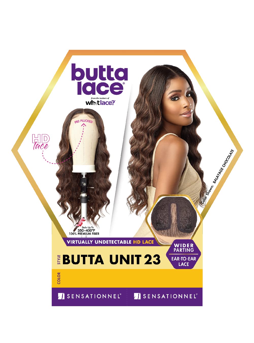 Sensationnel Butta Lace Wigs - Unit 23 Extra Wide 5 Inch Deep Parting Synthetic Preplucked Hairline Glueless Lacefront (1 JETBLA