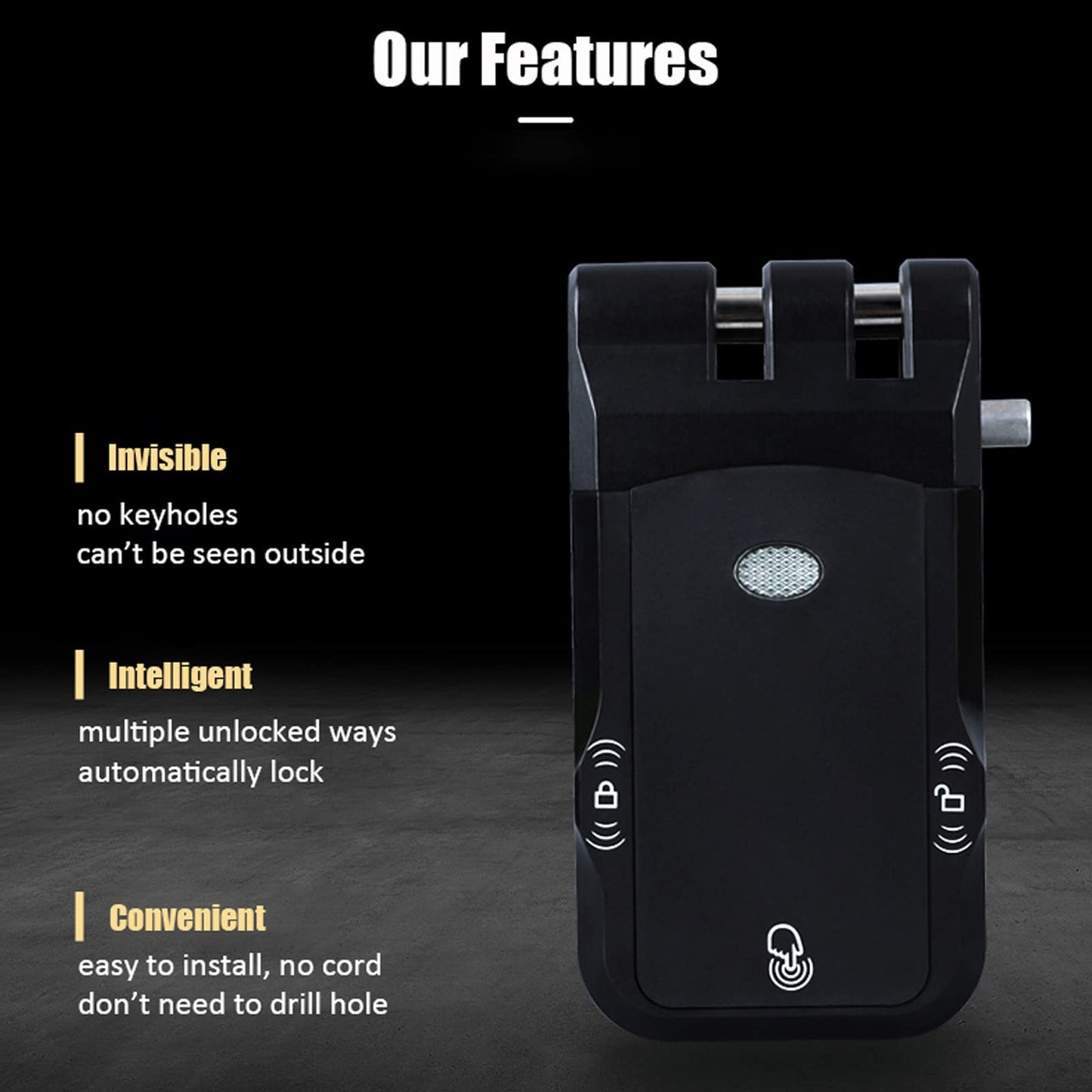 Sonew Keyless Entry Door Lock, Invisible Keyless Electronic Lock, Security Smart Locks, Indoor Touch Unlock Keyless Remote Control Lock, for Home Apartment Office
