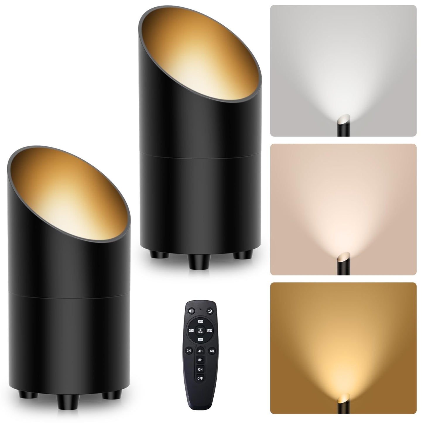 Onforu 7W Floor Can Light Uplighting, Remote Control, 2700-6500K, Black, Model FW05, 2 Pack