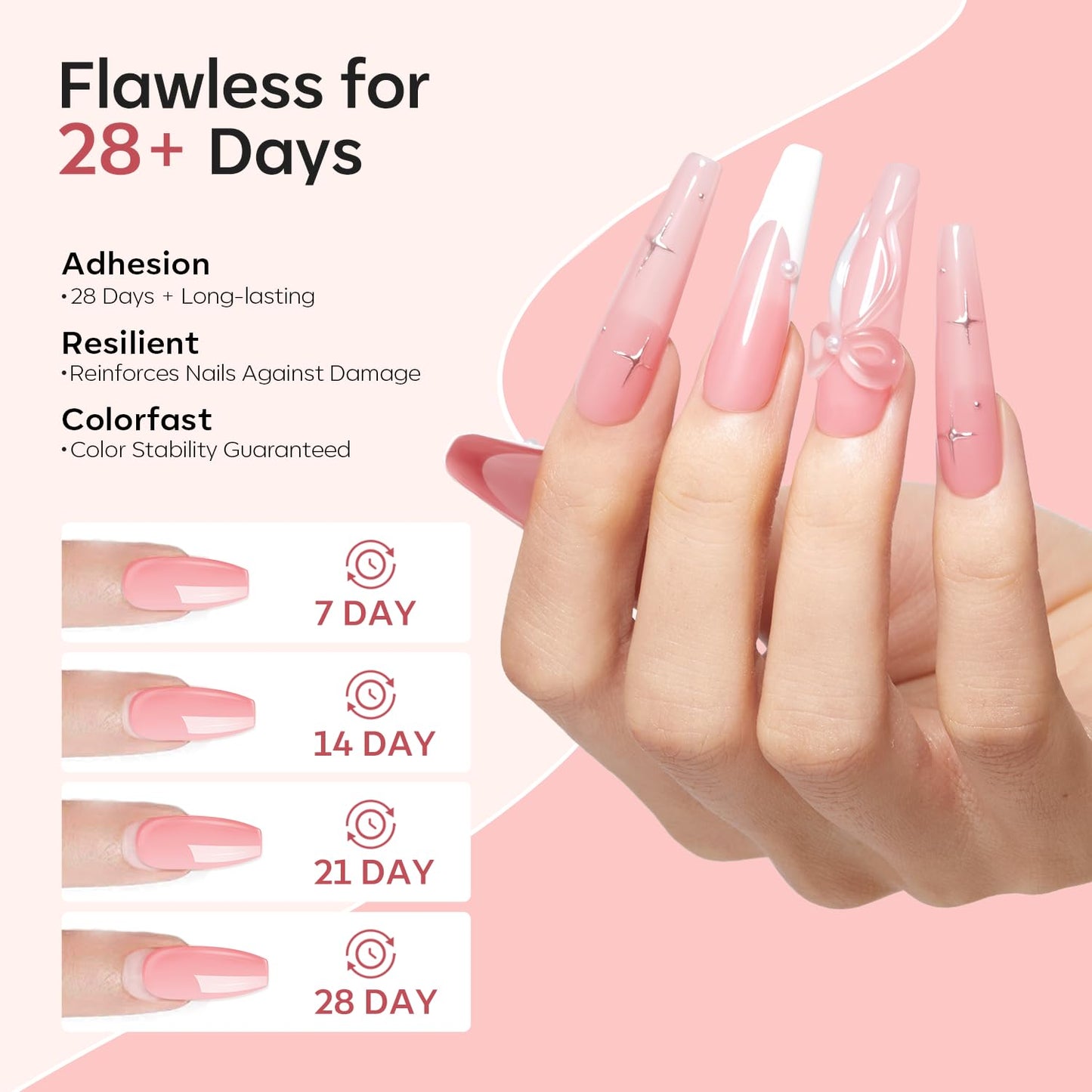 Modelones Acrylic Powder, 4.23oz Upgraded Cover Pink Nail Acrylic Powder for Nail Art 3D Carving French Nails Extensions, Non-Ye
