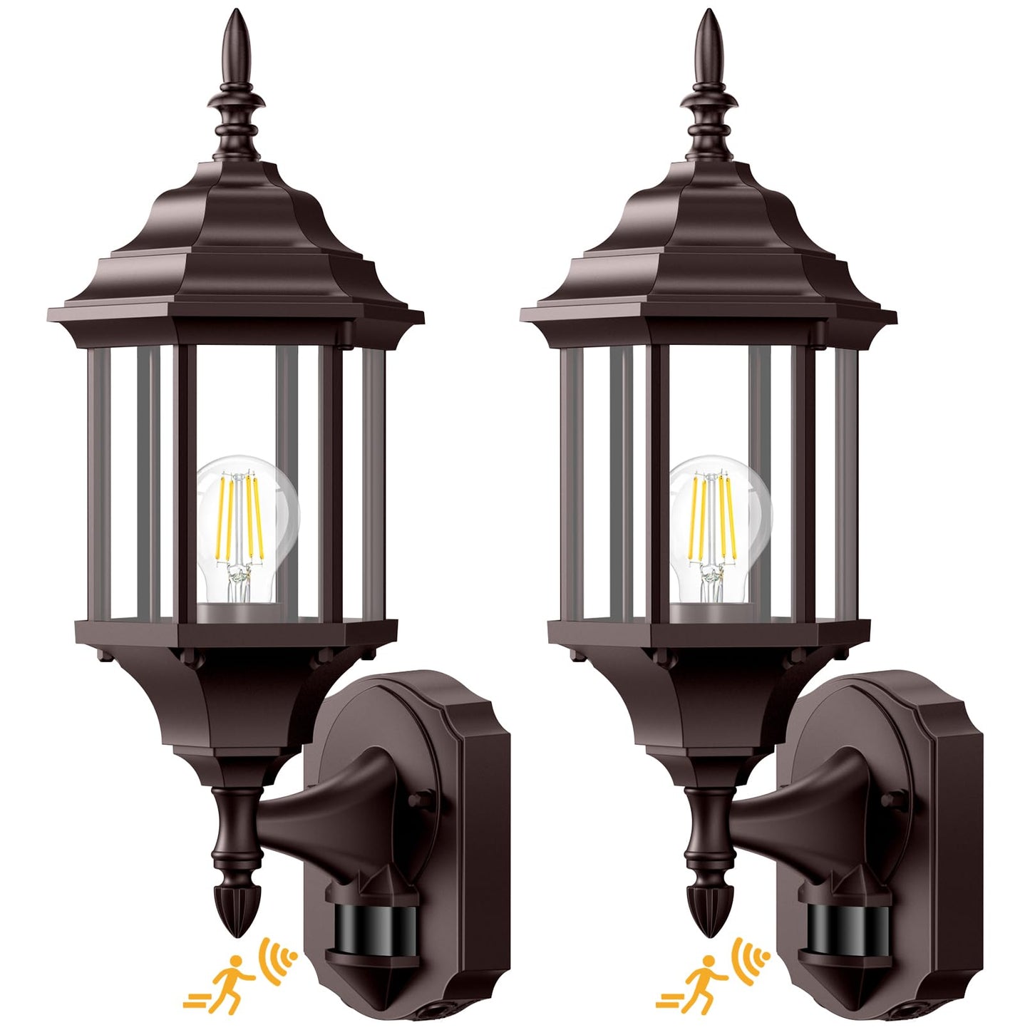 Redluck Motion Sensor Outdoor Lights, 2 Pack 16 inch Dusk to Dawn Outside Porch Lights, Waterproof Anti-Rust Outdoor Wall Lights