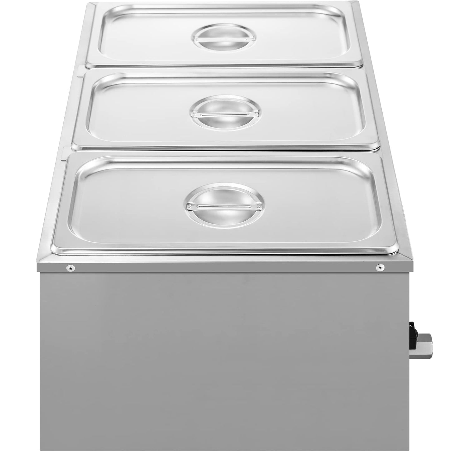VEVOR 110V 3-Pan Commercial Food Warmer, 1200W Electric Steam Table 15cm/6inch Deep, Professional Stainless Steel Buffet Bain Marie 16 Quart for Catering and Restaurants
