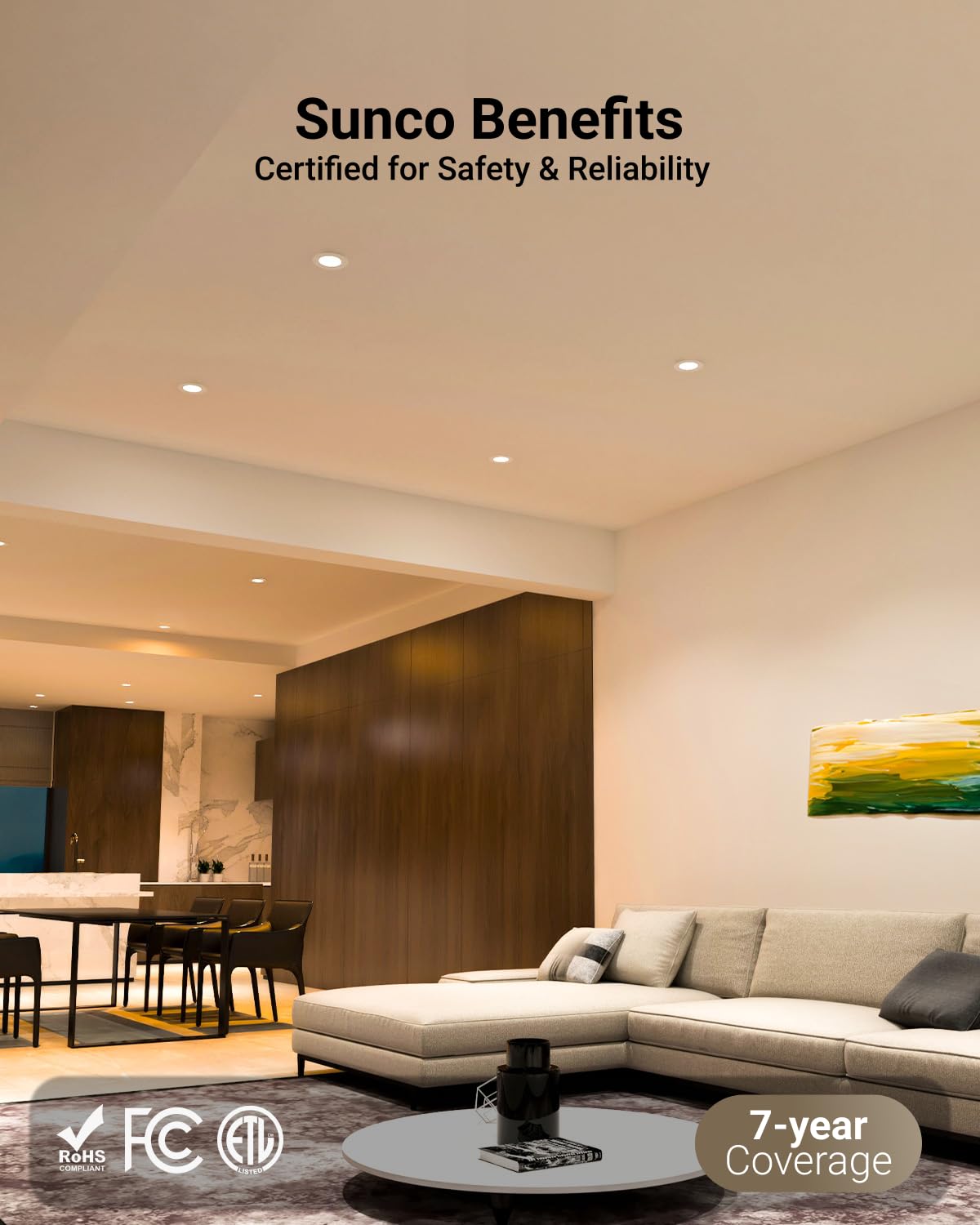 Sunco 24 Pack 4 Inch LED Recessed Lights, Slim Canless Ceiling Lighting, 650 LM, 10W (60W Equivalent), 4000K Cool White, Dimmable, Wafer Thin, Ultra Thin with Junction Box ETL.