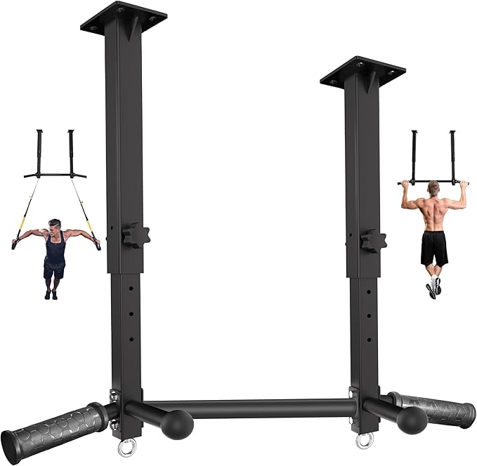 Ceiling Mount Pull Up Bar for Garage/Basement/Rafter - Heavy Duty 800LBS Adjustable Height Multi-Grip Chin Up Bar,Ceiling ...