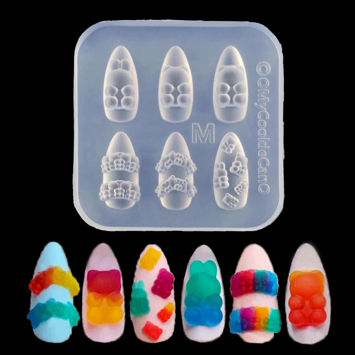 Silicone Nail Art Molds Cute Little Bear Charm Design Carving Template Resin Mold Nail Accessories for Women DIY Manicure Suppli