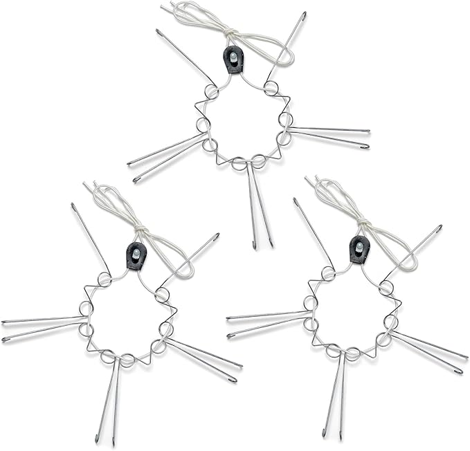 Display Buddie Adjustable Wall Plate Hanger - for Oval Square Round Rectangle Wall Display - Steel - Silicone Hooks - X-L 3-Pak 18"-24" up to 8 lbs