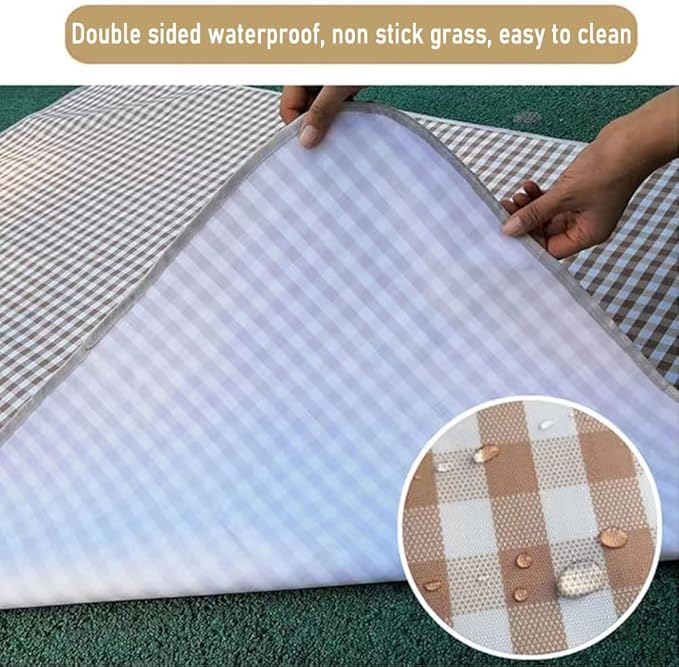 Extra Large 80x80inch Outdoor Picnic Blanket, XL Foldable Waterproof Sand Beach Mat for Beach Camping Hiking Travel Family Concerts Portable Beach Blankets(Light Brown)