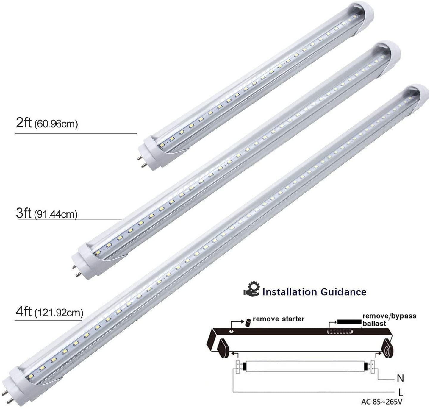 Lightingwill Led T8 Light Tube 4Ft  Daylight White 5000K  Dual-End Powered Ballast Bypass  2000Lumen 18W (40W Equivalent Fluorescent Bulb Replacement)  Clear Cover  Ac85-265V Lighting Fixture  1 Pack
