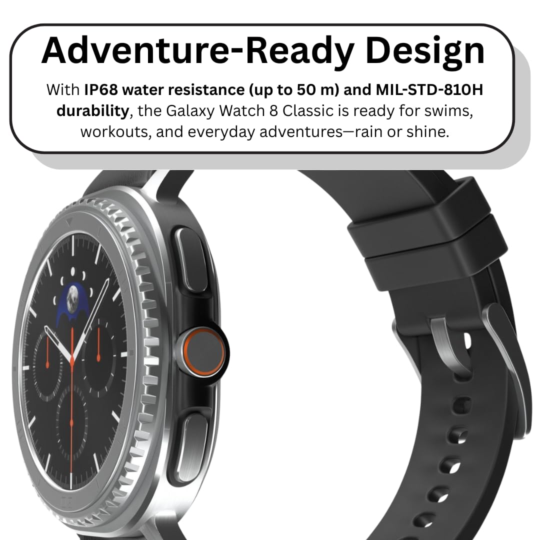 SAMSUNG Galaxy Watch 8 Classic | 46mm, Rotating Bezel | AI Smartwatch w/ 1.34" AMOLED, Wear OS 6, Wi-Fi, Bluetooth, GPS Fitness Tracker, IP68 | International Model L500 | w/Fast Charger, Black