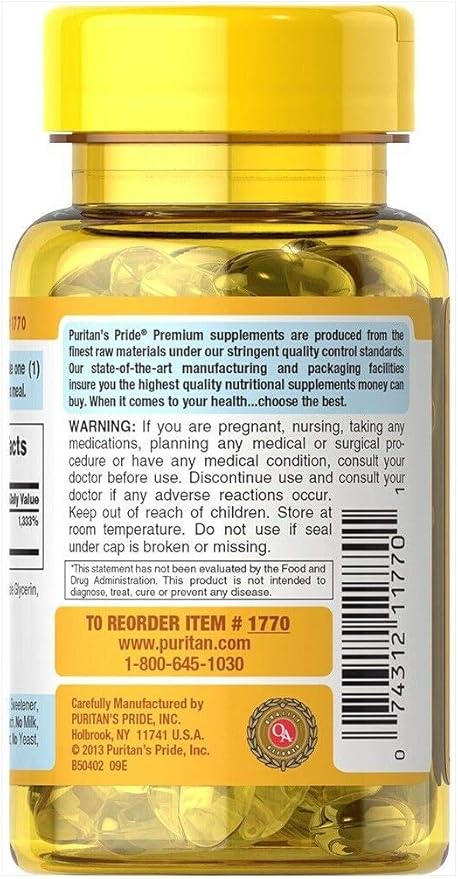 Puritan's Pride Vitamin E400 Iu Softgels, Unflavored, 100 Count