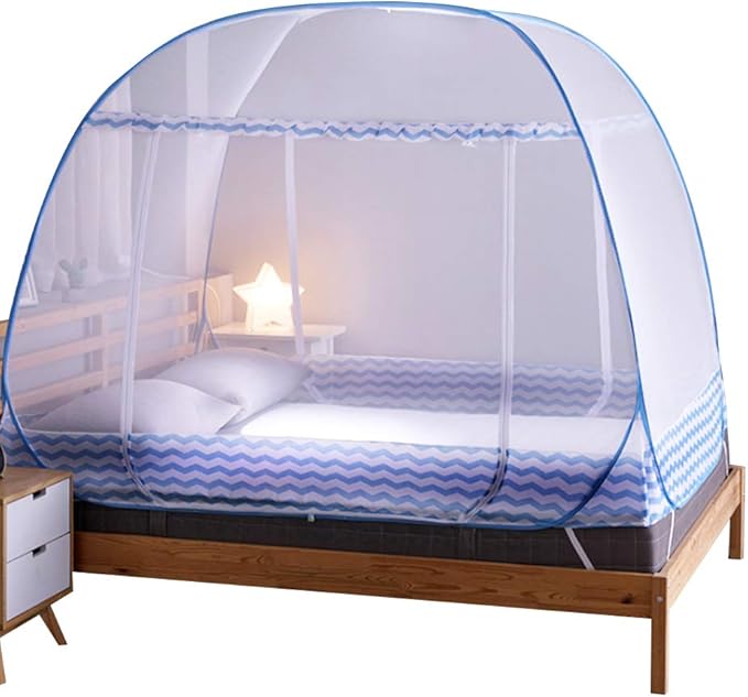 Jsanh Folding Mosquito Net Tent Canopy Curtains for Beds Pop Up King Size Portable Netting with Bottom Baby Adults L80XW72XH62inch