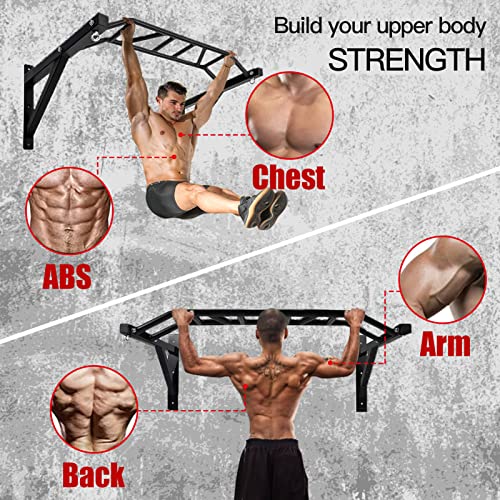 BDL Wall Mounted Pull Up Bar Chin Up bar Multifunctional Dip Station for Indoor Home Gym Workout, Power Tower Set Training...