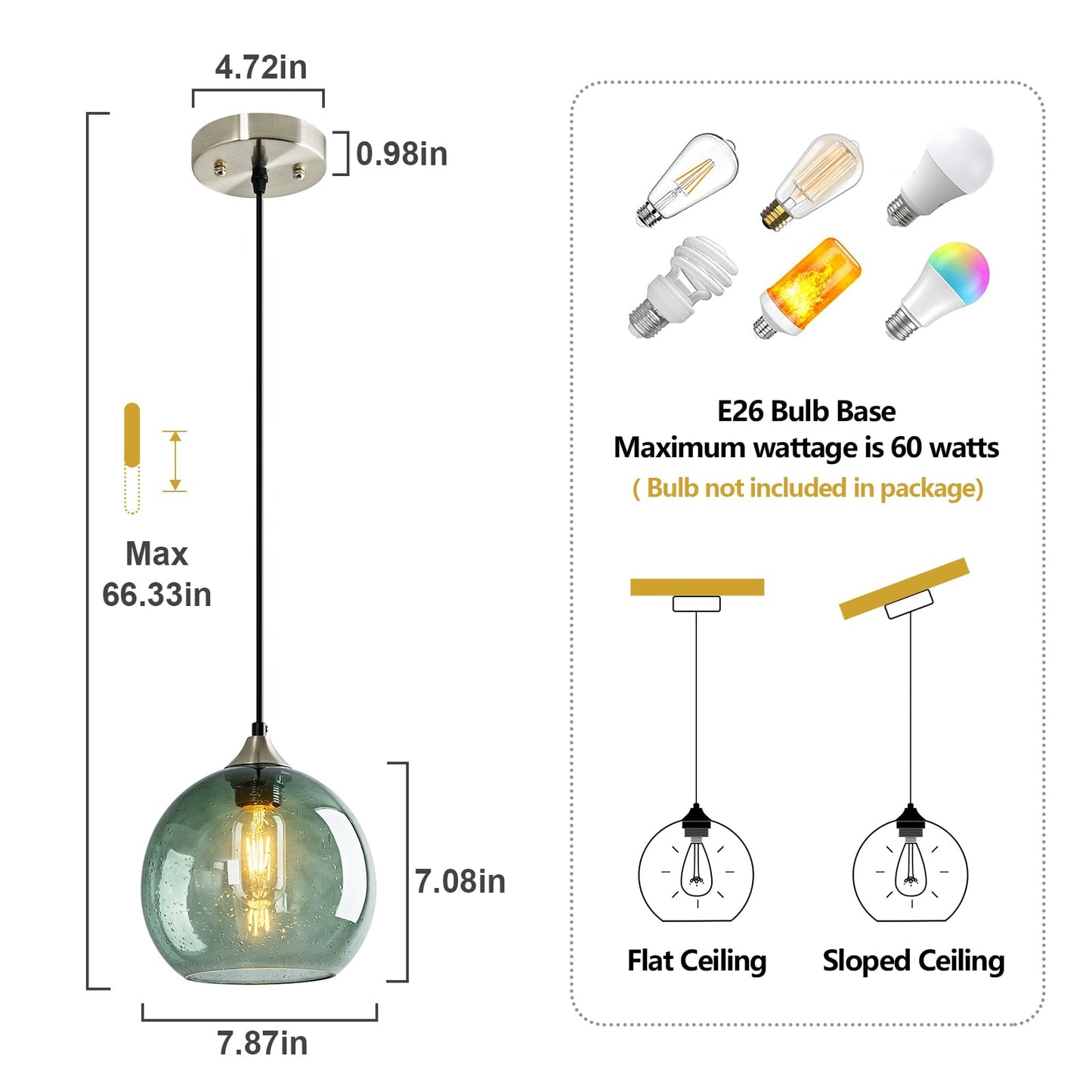 Lbsqj Gray Green Glass Pendant Lights Kitchen Island Lighting Globe Pendant Light Fixtures Modern Pendant Lighting For Kitchen Island Bedroom Living Dining Room Light Fixture(7.87In  3-Pack)