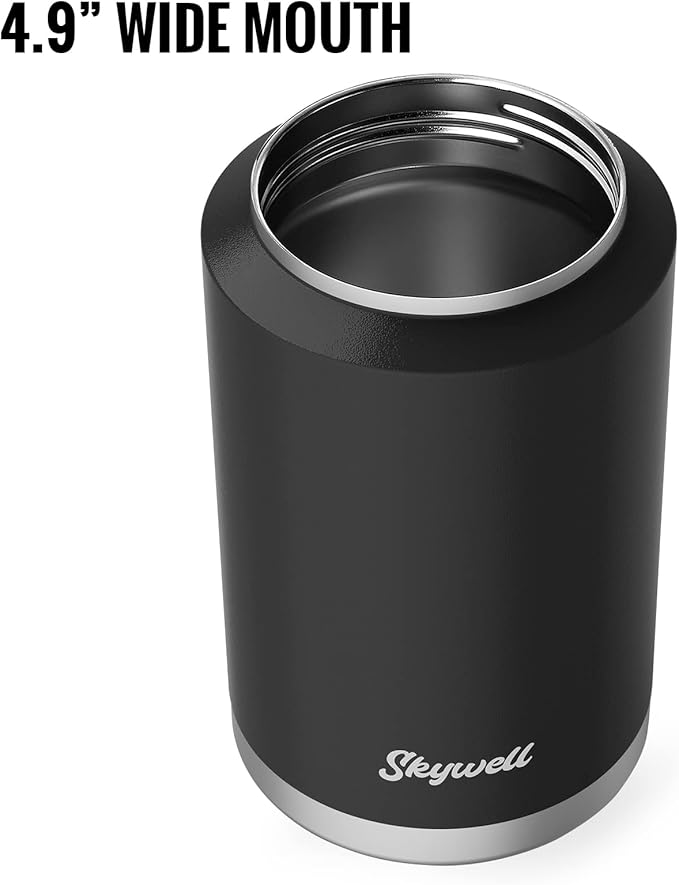 SkyWell 128 Oz Insulated Water Bottle Sleeve and Cup Kit Wide Mouth Water Flask Sweat-Proof and Leak-Proof 1 Gallon Stainless Steel Water Jug for Outdoors, Black Kit