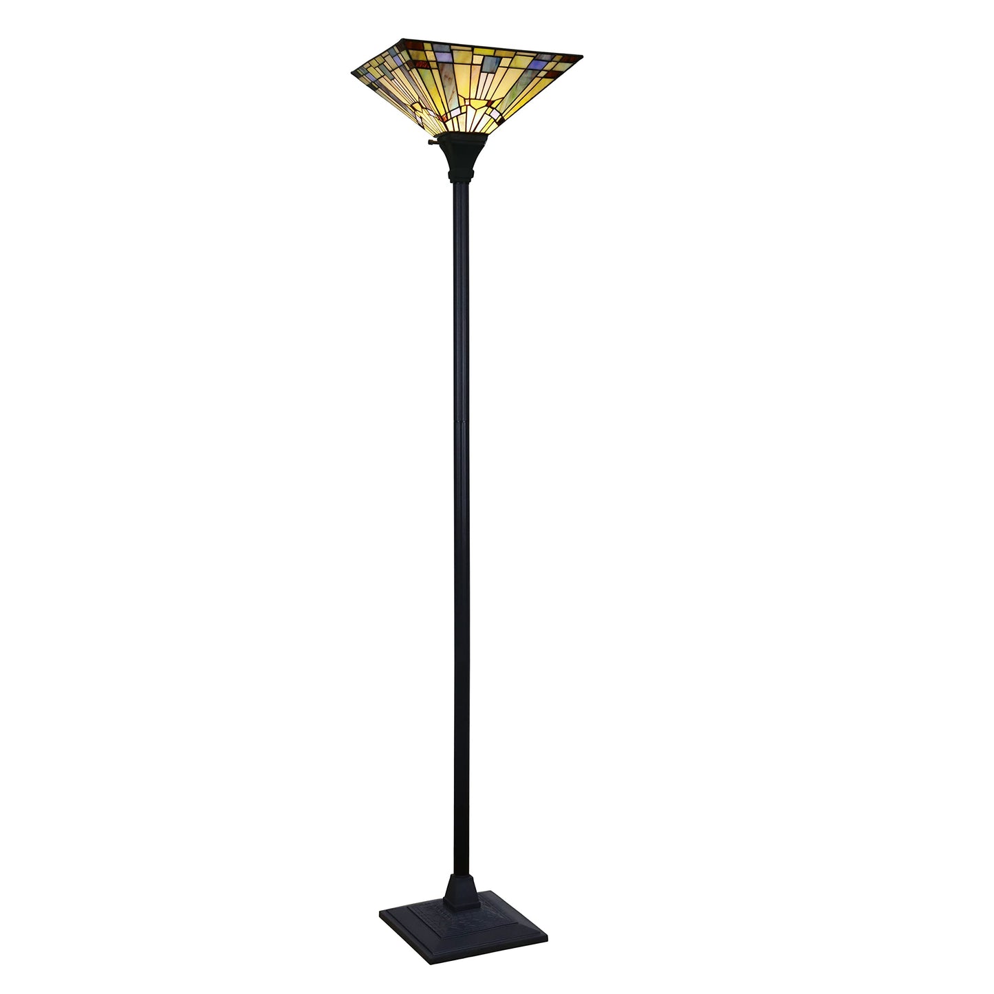 Chloe Lighting Kinsey Mission Torchiere Floor Lamp 1-Light 14in Shade Multicolor Blackish Bronze CH33293MS14-TF1