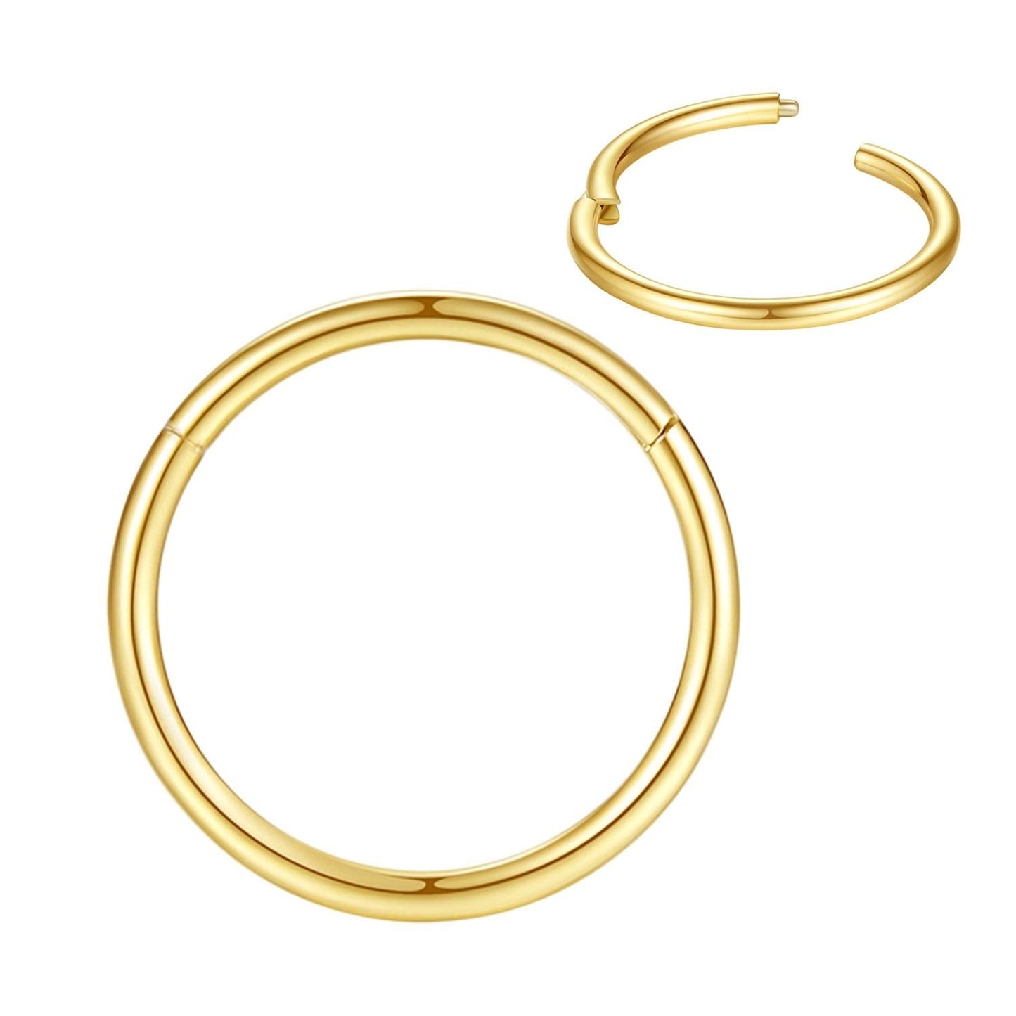 2pcs Pair 14mm Septum Ring Gold Nose Rings Hoop 16 Gauge Nose Hoop Helix Daith Tragus Hinged Segment Septum Clicker Lip Rings 31