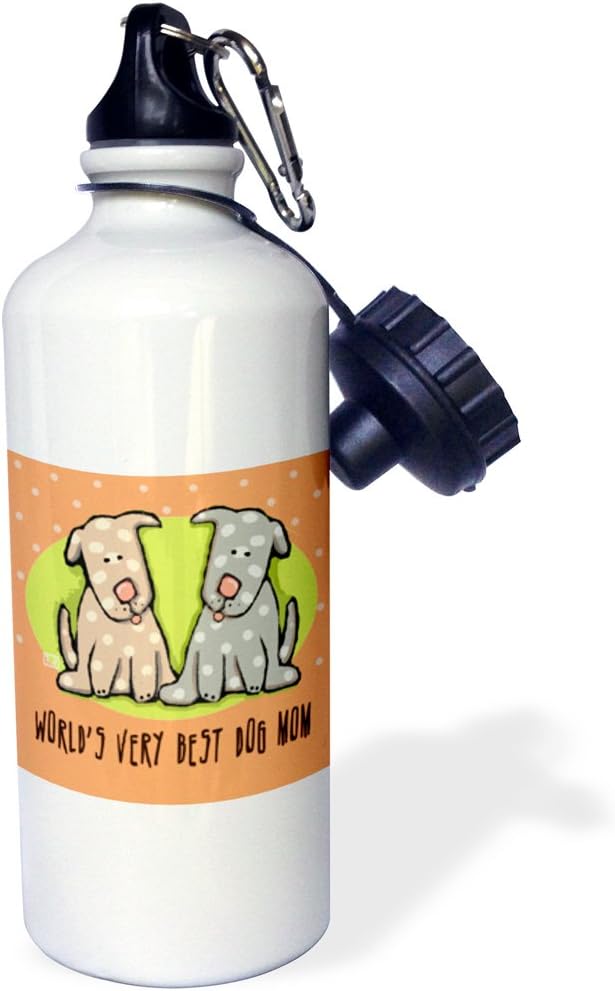 3dRose Angel White Cat Cute Cartoon Pet Loss Memorial Cat Art Cute Kitten Pets Animals Angel Sports Water Bottle, 21 oz, White