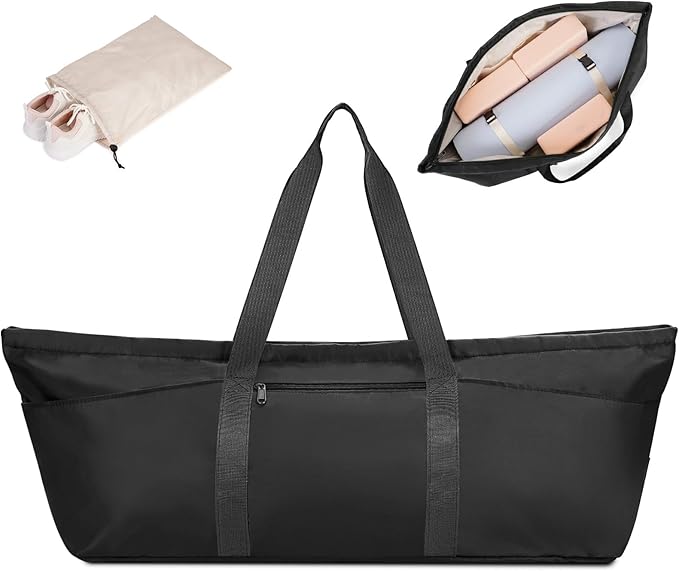 Large Yoga Mat Bag with Shoes Compartment and Wet Pocket Ladies Pilates Gym Tote Bag with Yoga Mat Holder Strap for Women ...