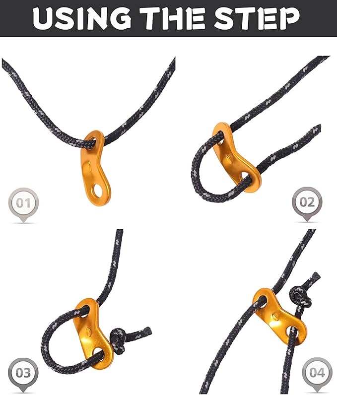 Hikeman 6 Pack 4mm Outdoor Guy Lines Tent Cords Lightweight Camping Rope with Aluminum Guylines Adjuster Tensioner Pouch for Tent Tarp, Canopy Shelter, Camping, Hiking, Backpacking (Fluorescent Green)