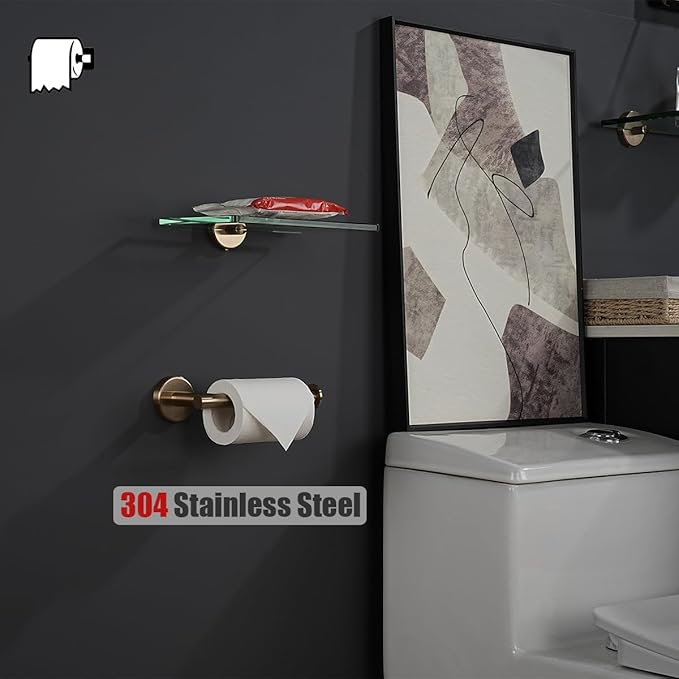 JQK Champagne Bronze Toilet Paper Holder, 5 Inch Tissue Paper Dispenser for Bathroom, 304 Stainless Steel Thick 0.8mm Wall Mount, TPH120-CB