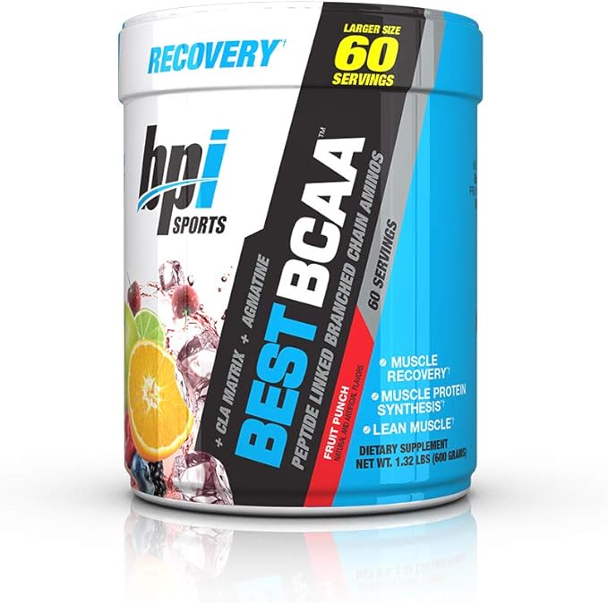 BPI Sports Best BCAA - BCAA Powder - Branched Chain Amino Acids - Muscle Recovery - Muscle Protein Synthesis - Lean Muscle - Improved Performance – Hydration – Fruit Punch - 60 Servings - 1.32 Pound