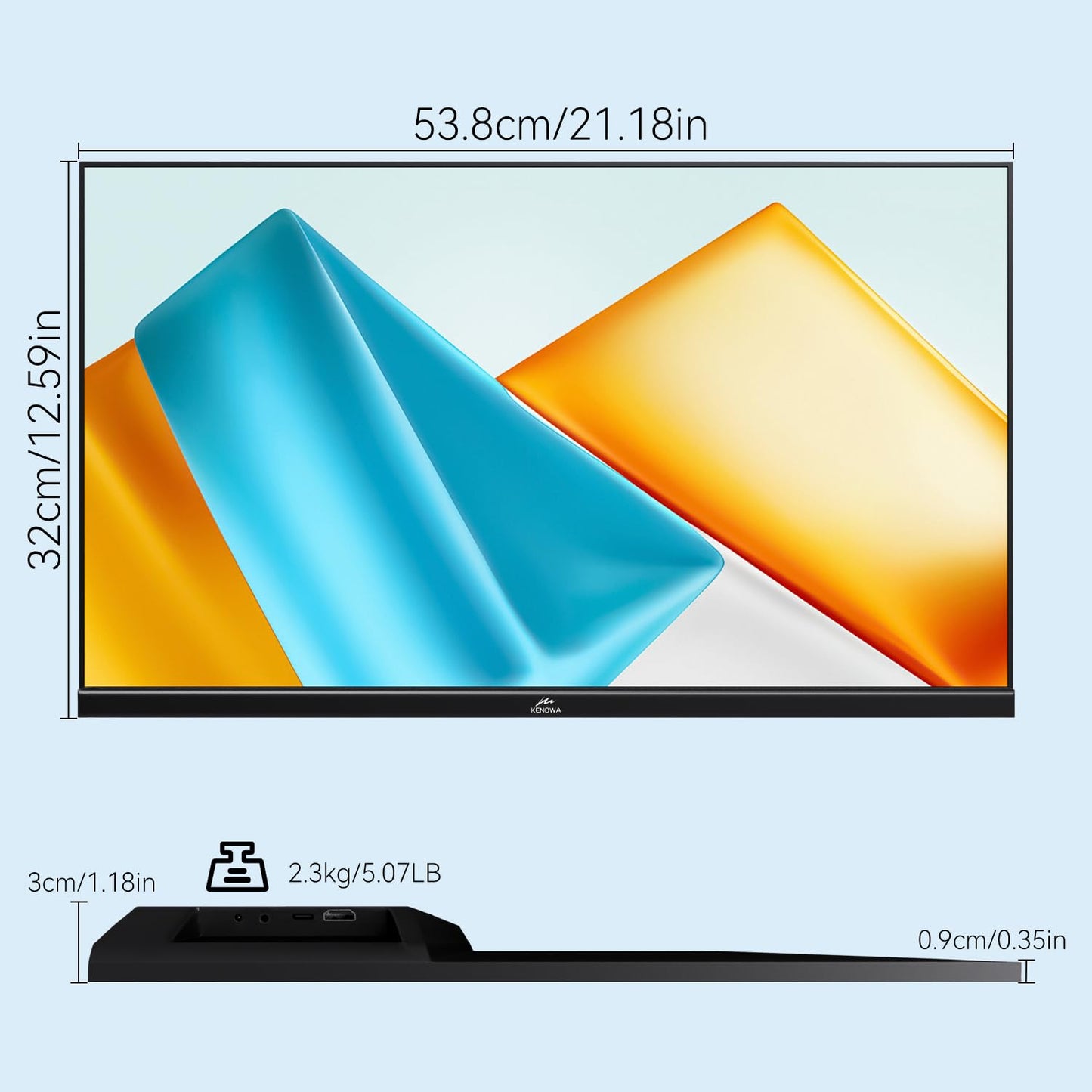 Kenowa 23.8" 100Hz Large Portable Monitor IPS FHD 1080P Freesync USB-C HDMI Gaming Monitor, External Display Dual Speakers Adjustable Stand for PC,Laptop,Mac,Phone,Game Consoles