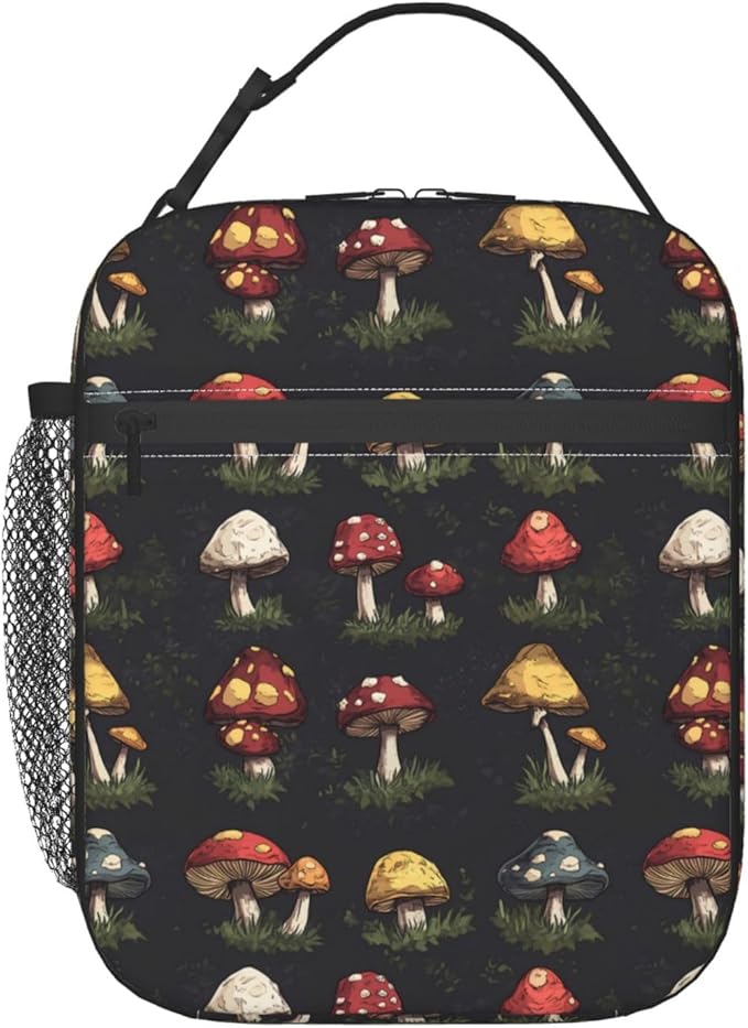 Mushroom Lunch Box Insulated Lunch Bag for kids Girls Boys,Reusable Lunch Box Containers for Women Men,Durable Cooler Tote Bag Lunchbox for Office/School/Picnic