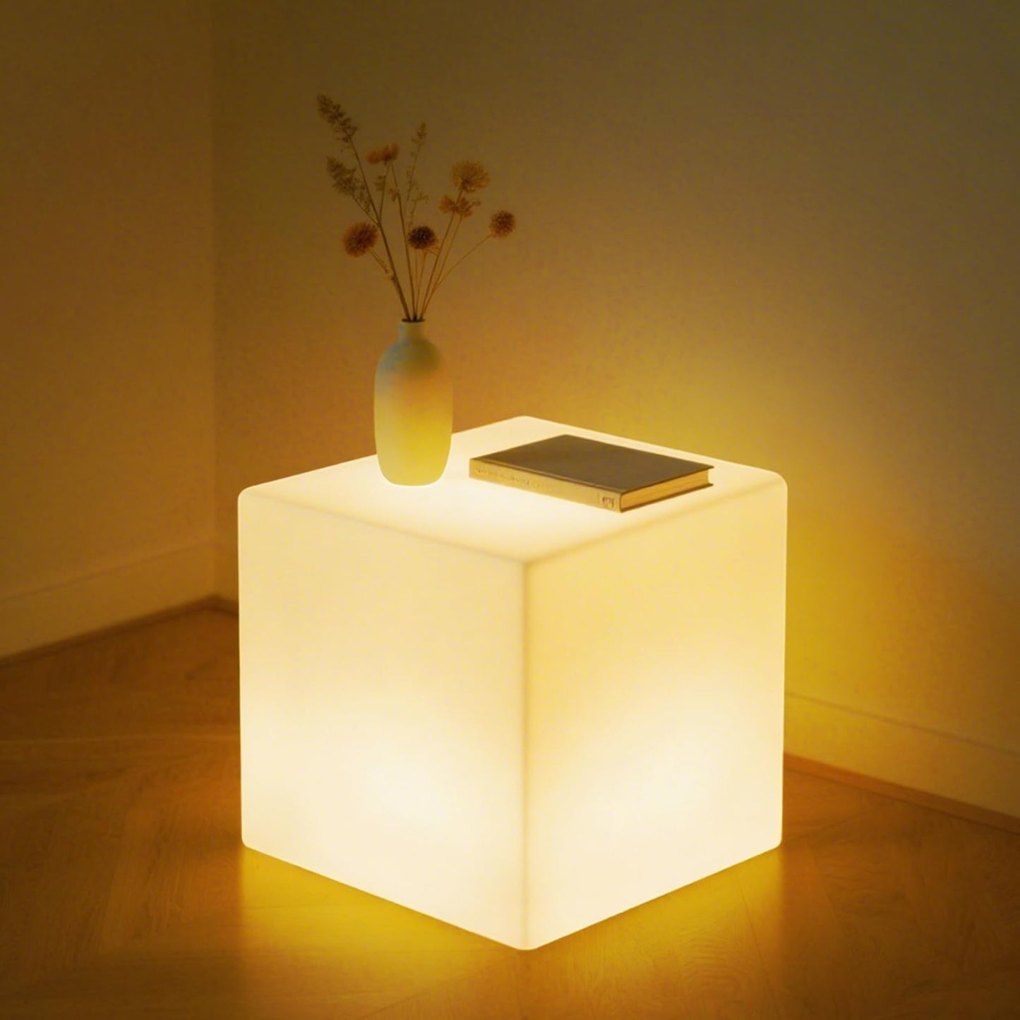 Loftek 16-Inch Led Cube Light - Rechargeable Rgb, Ip65 Waterproof Acrylic, Remote Control, White For Home Outdoor Party Decor