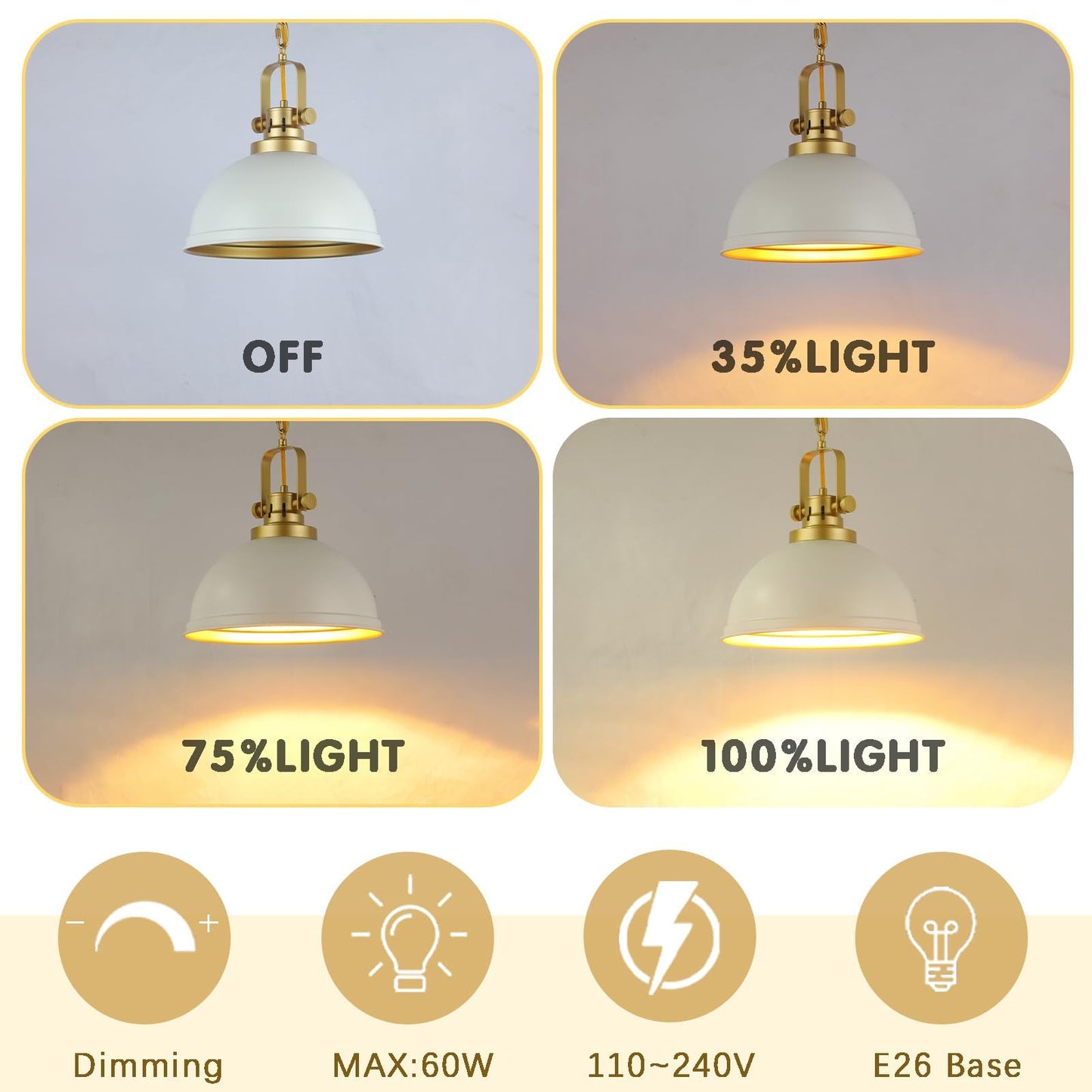 Mgcanyu White And Gold Pendant Lights Kitchen Island 2 Pack  Modern Matte White Dome Pendant Lighting Industrial Light Fixture For Kitchen Living Dining Room Restaurant Hallway Entrance