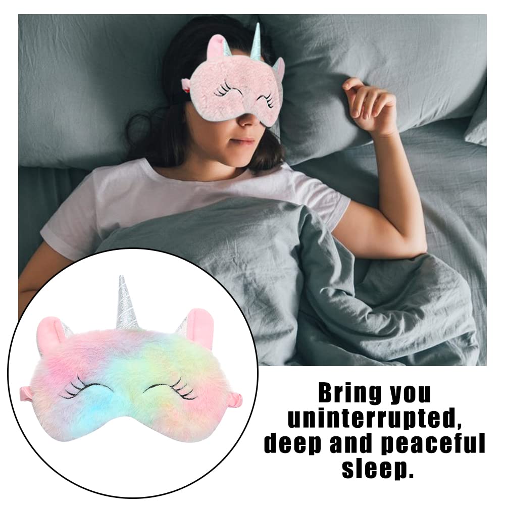 4 Pcs Cute Sleep Mask Animal Sleep Mask Soft Plush Blindfold Eye Covers for Sleeping Women Girls Kids