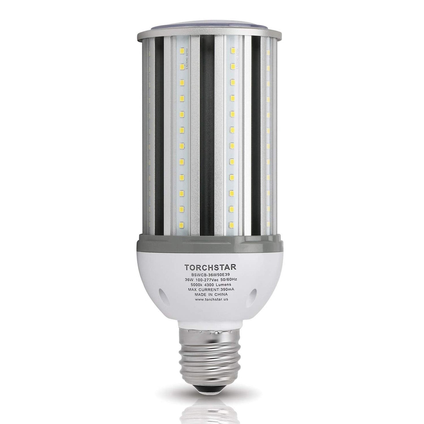 TORCHSTAR 36W LED Corn Light Bulb, 5000K Daylight, E39 Base, Super Bright 4300Lm, Metal for Indoor/Outdoor Use