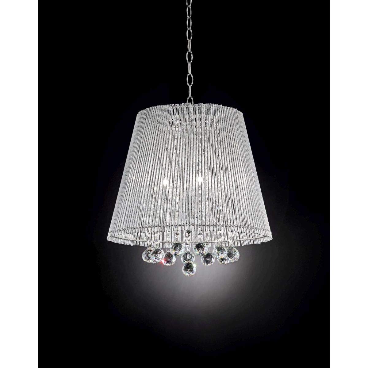 OK Lighting Daydream Crystal Ceiling Lamp, Metal, Silver, Model OK-5142H