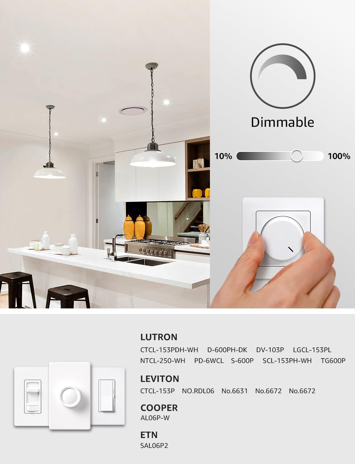 Lepro Dimmable LED Light Bulbs, 100W Equivalent, 14W 1500LM, A19 E26, Daylight White, 6 Pack, UL FCC Listed,