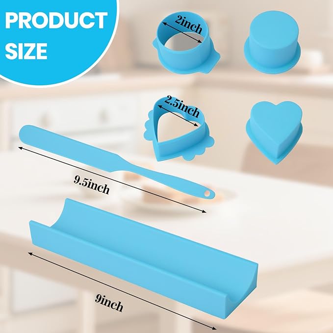 Cake Pop Mold Maker Cutter Set - Include 2 Inch Circle Pusher & 9 Inch Tray & Heart mold & silicone knife, Baking Kit for Home, Birthdays, Weddings (Blue)