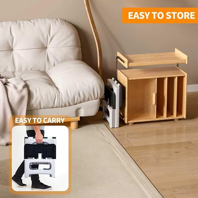 2 Step Stool Foldable, Non-Slip Steps, Folding Step Stool for Adults & Kids, Plastic Stool Pool Ladder, Collapsible Stools 2 Step Ladder for Kitchen Toilet Bedroom Office RV, Holds 330 lbs