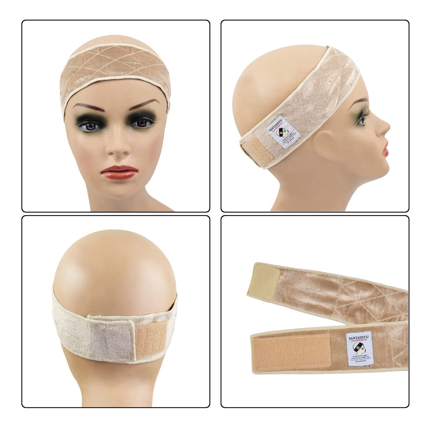 YANTAISIYU Wig Grip Band for Women Adjustable Non-Slip Wigs Scarf Grip Headband for Keeping Wig in Place (Beige)