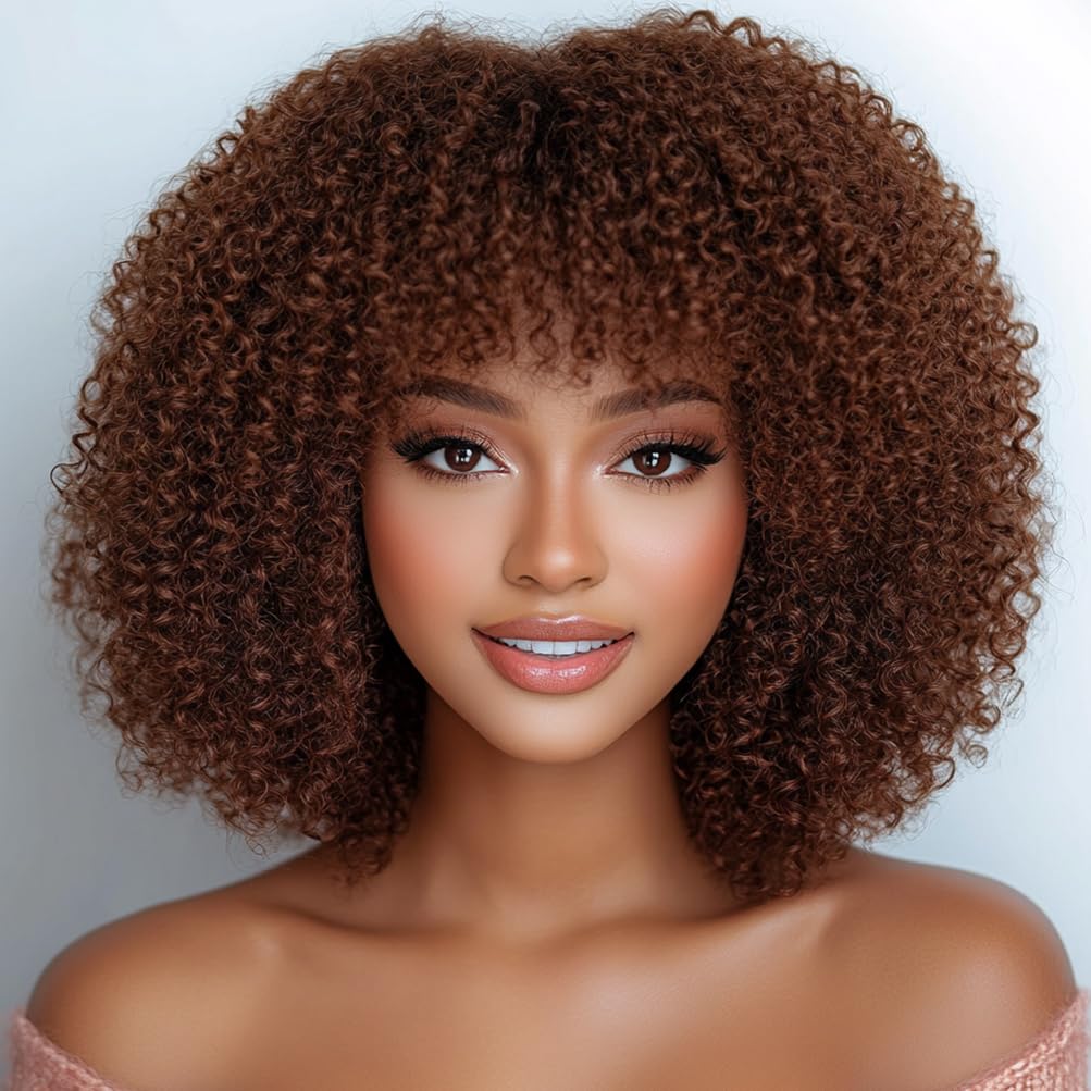 Style Icon 14    Short Afro Curly Human Hair Wigs Glueless Blonde Wig