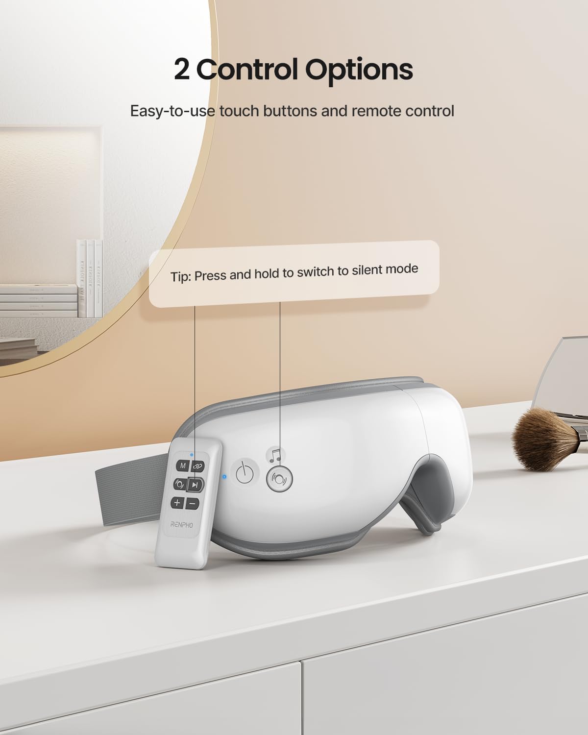 RENPHO Eye Massager with Heat, Birthday Valentines Day Gifts for Women Men Her Him, FSA Eligible HSA Sleep Mask with Remote Compression, Headache Massager Scalp for Migraine Relief Stye Eye Eyeris 1