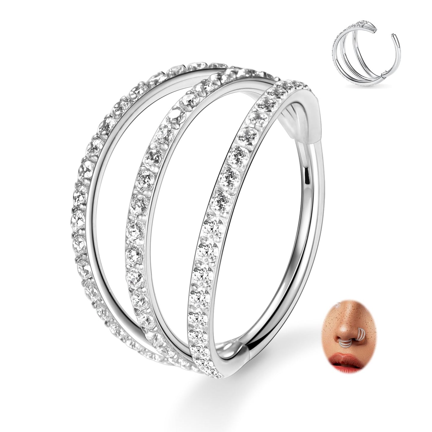FUNLMO 18G Nose Septum Rings Conch Daith Rook Helix Piercing Jewelry Cartilage Earring Hoop Earrings Helix Daith Rook Cartilage