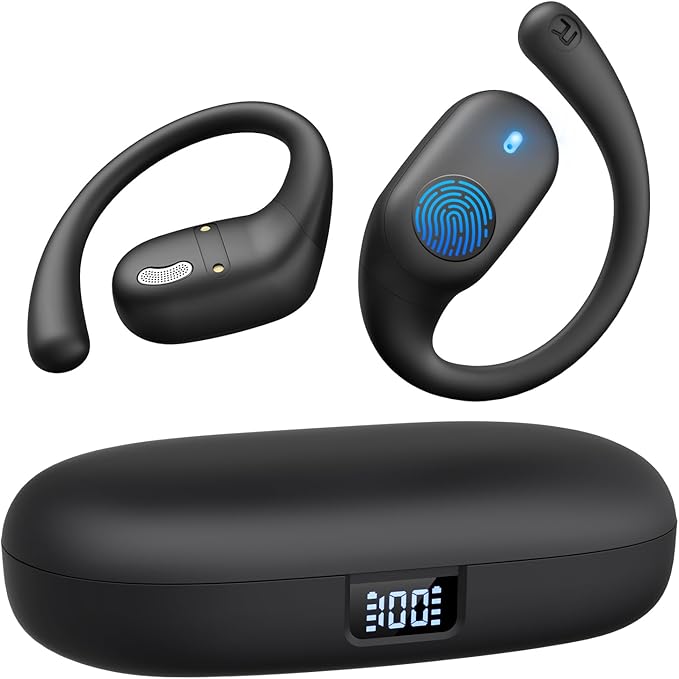 Eigsupia Open Ear Headphones, Bluetooth Headphones 5.3 Sports with Smart Digital Display, 36H Playtime, IP54 Waterproof, W...