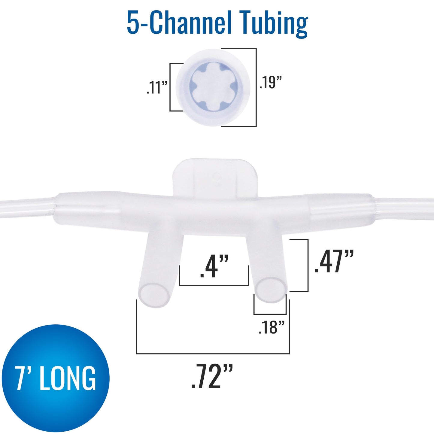 DMI [50 Pack] Gentle Feel 7 ft. Nasal Oxygen Cannula Tubing, Adult Size, Kink-Resistant Oxygen Tubing, Standard Connector, Individually Wrapped