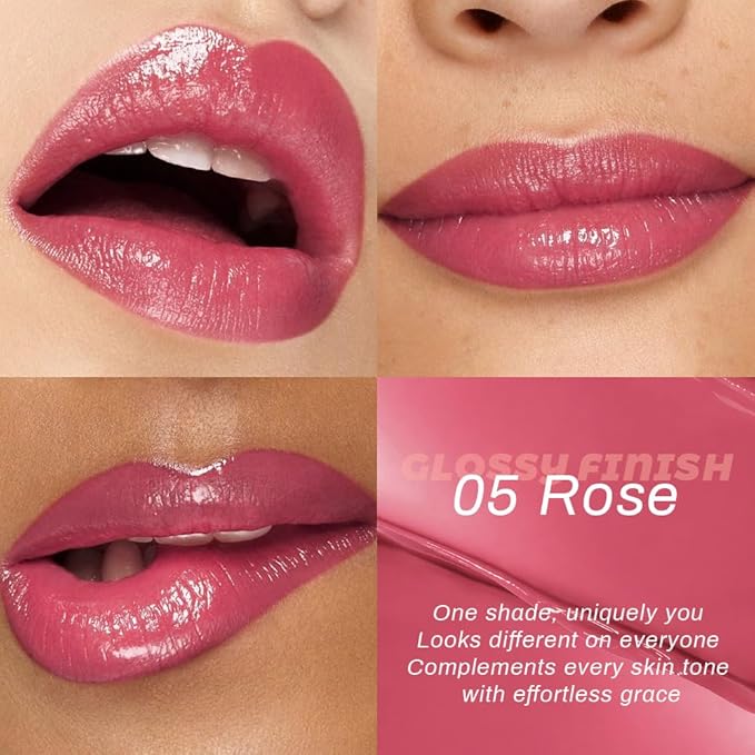 Kaely Rose Honey Lipstick Tinted Lip Balm, Hydrating Shine Lipstick for Women Dry Lips, Moisturizing Nourishing Glossy Lip Gloss Stain Makeup, Sheer Lightweight, Vegan & Cruelty-Free, 05