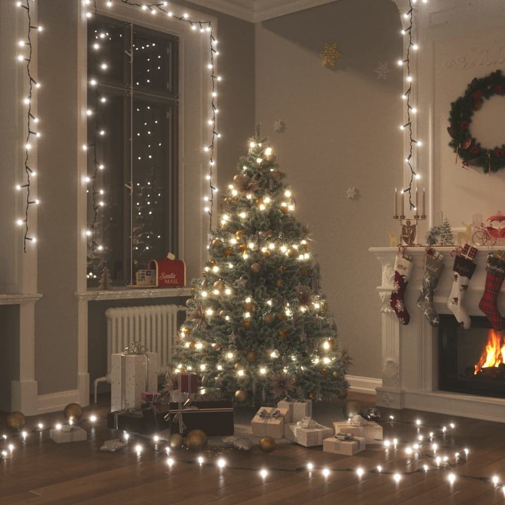 vidaXL LED String Lights, 49.2ft, Cold White, 8 Lighting Modes, Indoor & Outdoor Decorations, Model 343199