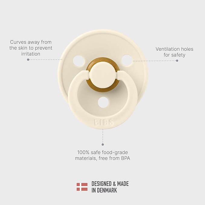 BIBS Pacifiers Colour Collection | Natural Rubber Baby Pacifier | Set of 2 BPA-Free Soothers | Made in Denmark | 6+ Months (Pack of 2) | Dark Oak