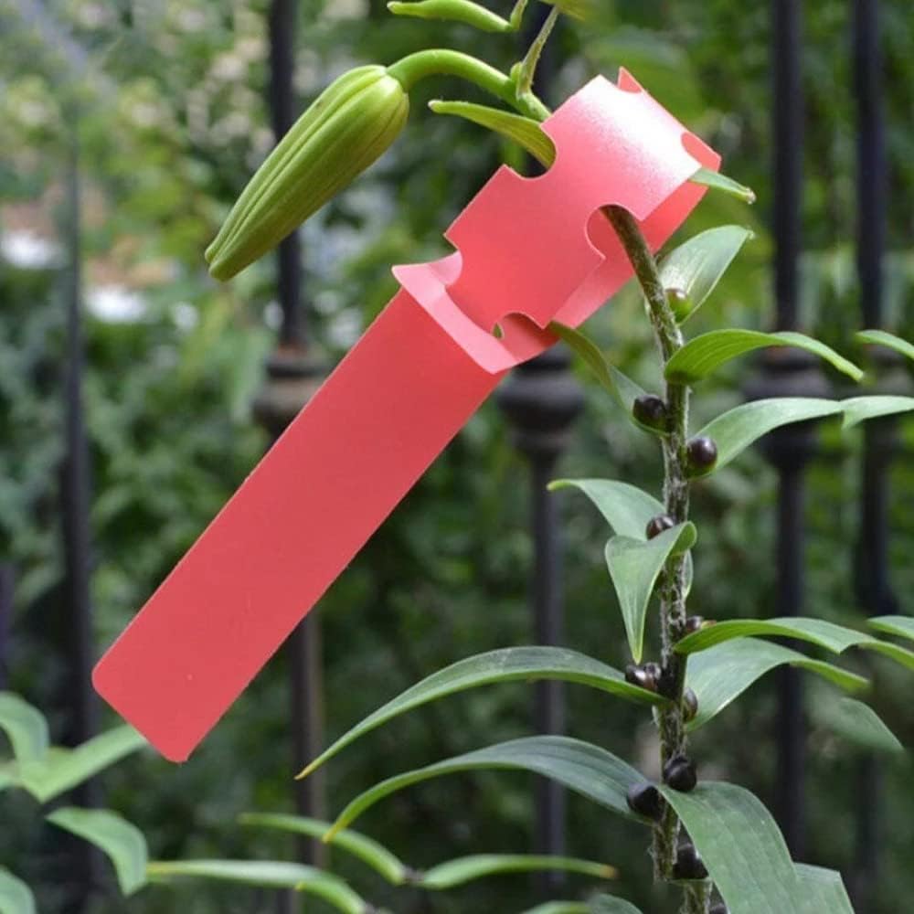 100Pcs Red Plant Tags Wrap Around Tree Tags Markers Ties Removable Adjustable Attach Garden Labels (8.27"x0.8")