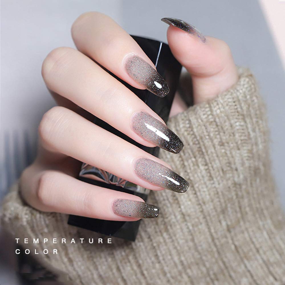 Omainy Gel Nail Polish Set -Color Changing Gel Nail Polish Set Red Grey Black Purple Blue Pink Red Lavender Blue Color Changing